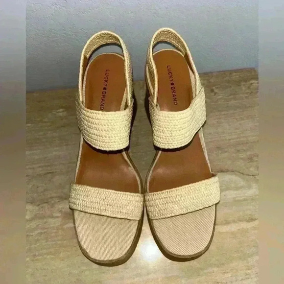 NEW Lucky Brand Delilah Platform Ankle Strap Slingback Wedge Sandals - Picture 4 of 10